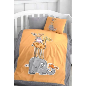 4dílné bavlněné dětské povlečení do postýlky Orange Animal – Mila Home