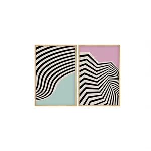 Abstraktní obraz v dřevěném rámu – sada 2×30×40 cm, 4 barvy