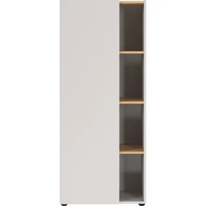 Adrano: Krémová knihovna s dubovým dekorem 61×145×34 cm