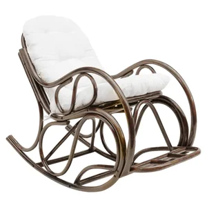 AGATON Houpací křeslo z ratanu – tmavě hnědé