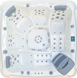 Akrylátová vířivka Orlando 2025 s mramorově-bílým povrchem a hnědým bočnicovým panelem