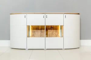ANISE 4D komoda, 180×90×44 cm, světle šedá a dub coast evoke