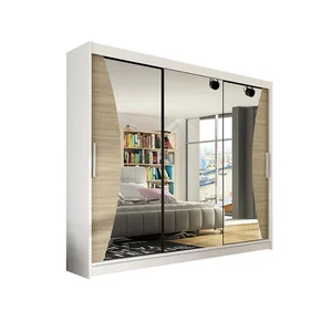 Aston IV šatní skříň 250 cm, 3 posuvné dveře – bílá/dub sonoma