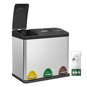 Autronic Koš na tříděný odpad AUK-E1124 CR, 3×8 l, stříbrný