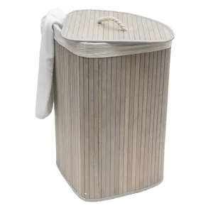 Autronic rohový bambusový koš na prádlo DB2002 šedý