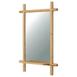 AZR-B027 NAT Zrcadlo s odkládací poličkou, přírodní bambus
