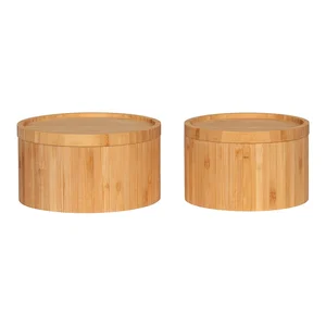 Bambusové úložné boxy 2 ks s víkem, přírodní, 15×8 cm