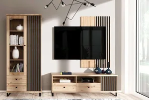 BARBUS Obývací sestava dub artisan/černá