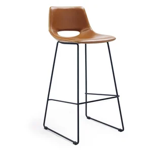 Barová židle Zahara, koňakově hnědá, imitace kůže, 76 cm