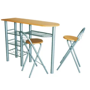 Barový set: stůl a 2 židle, buk, 120×40 cm