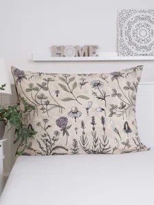 Bavlněný povlak na polštář Herbář béžový 70 × 90 cm