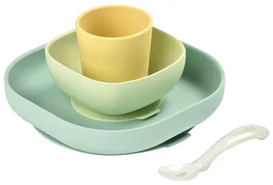 Beaba Silikonová jídelní sada Light Blue 4 kusy