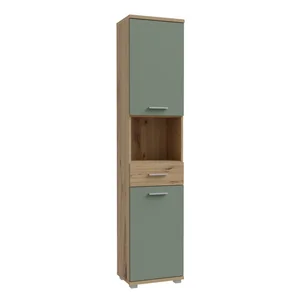 BELBEL koupelnová vysoká skříňka dub artisan/šalvěj – 5 let záruka