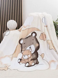 Beránková deka s mikroplyšem a motivem medvídka 150×200 cm