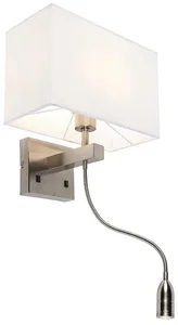 Bergamo Nástěnná ocelová lampa s bílým stínidlem