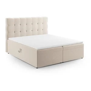 Béžová boxspring postel Bali 180x200 s úložným prostorem