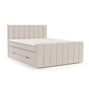 Béžová boxspring postel s úložným prostorem 140x200 cm Ruby