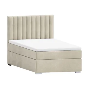 Béžová čalouněná jednolůžková postel s úložným prostorem a roštem 90x200 cm Bunny Ropez
