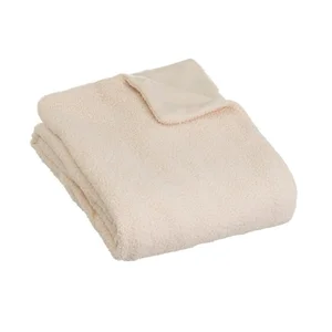 Béžová deka z bouclé s vrstvou Sherpa 160x130 cm