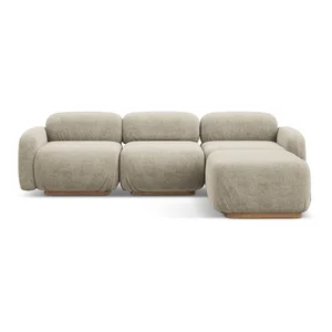Béžová modulární rohová pohovka Ailani z bouclé textilie