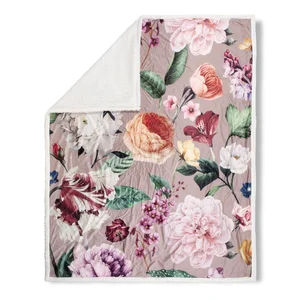 Béžová oboustranná deka Descanso Fiori 130x160 cm