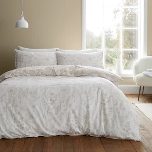 Béžové flanelové povlečení 200x200 cm Floral Toile