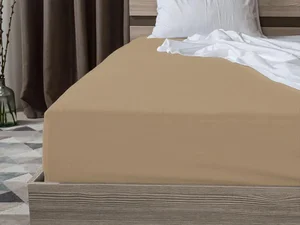 Béžové jersey prostěradlo 200x220 cm