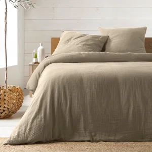 Béžové prodloužené mušelínové povlečení 240x260 cm Angelia