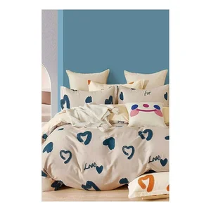 Béžové prodloužené povlečení Renforcé 160×220 cm se prostěradlem – 3dílné, Amore Mila Home