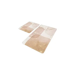 Béžové sametové koupelnové předložky – sada 2 ks (60×100 cm a 60×50 cm) Mila Home