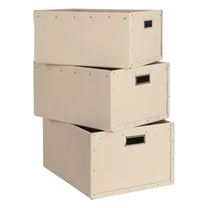 Béžové úložné boxy v sadě 3 ks Bigso Box of Sweden