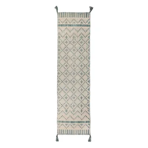 Béžovo-modrý bavlněný běhoun Flair Rugs Leela 60x200 cm