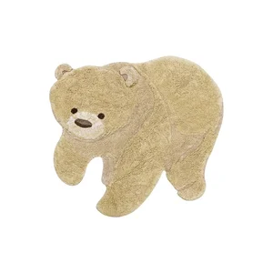 Béžový dětský ručně tkaný bavlněný koberec 120x122 cm Bear