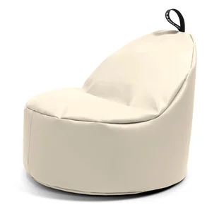 Béžový sedací vak Round XL z imitace kůže