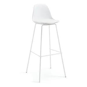 Bílá barová židle z imitace kůže s výškou sedáku 75 cm