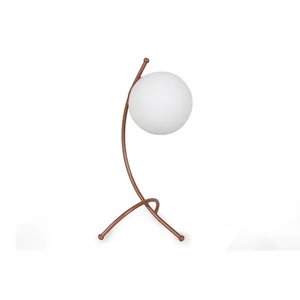 Bílá bronzová stolní lampa s skleněným stínidlem