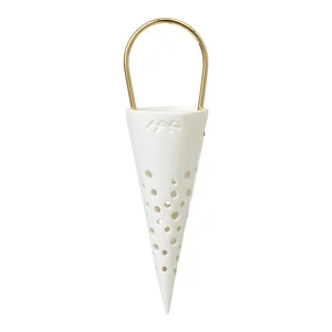 Bílá keramická závěsná dekorace Cone, 14,5 cm
