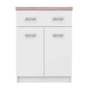 Bílá komoda s dubovým dekorem 2D1S 60 cm