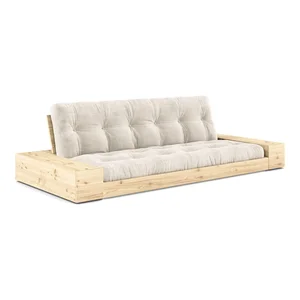 Bílá manšestrová rozkládací pohovka 244 cm Base