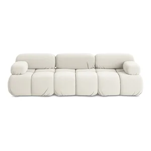 Bílá sametová modulární pohovka Lokua 285 cm