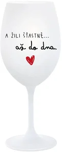 Bílá sklenice na víno s motivem Žili šťastně až do DNA