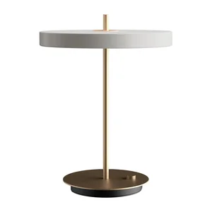 Bíla stmívatelná LED stolní lampa s kovovým stínidlem Asteria