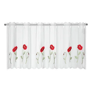 Bílá záclona 155x45 cm Poppies