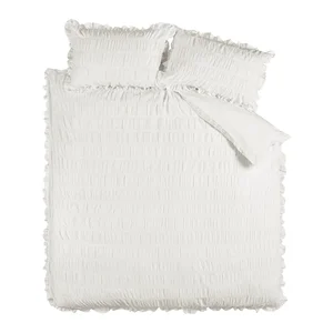 Bílé krepové povlečení pro prodloužené dvoulůžko 230x220 cm Seersucker Frill – Catherine Lansfield
