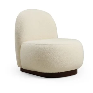 Bílé otočné křeslo Tina z textilního bouclé Artie