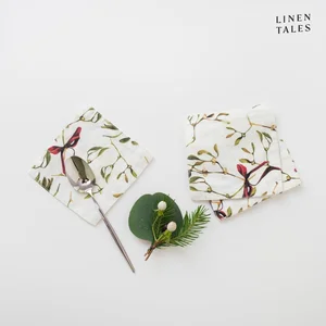 Bílé vánoční podtácky 4 ks Linen Tales