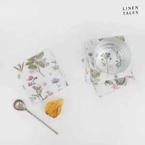 Bílo-zelené látkové podtácky sady 4 kusy White Botany Linen Tales