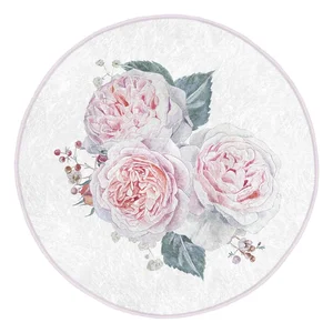 Bílý a růžový kulatý koberec 120 cm pro robotické vysavače