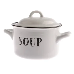 Bílý keramický servírovací hrnec 700 ml s pokličkou