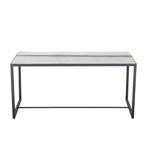 Bílý konferenční stolek Ines s mramorovým dekorem 100x46 cm
